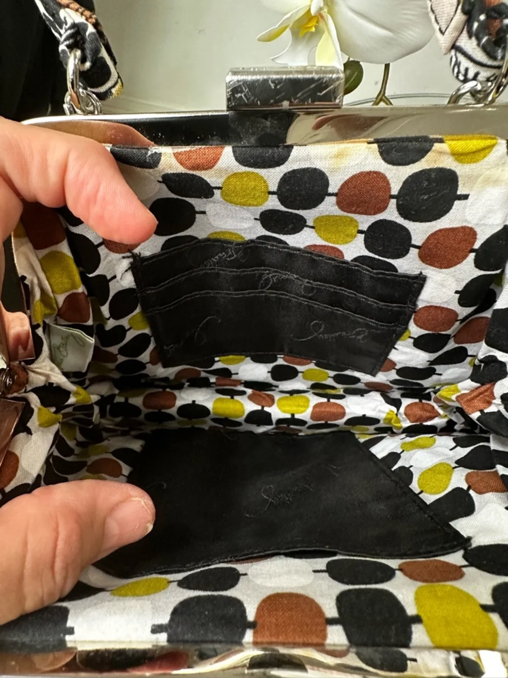 Vera Bradley Quilted Medallion Top-Handle Crossbody in White, Yellow & Brown - Picture 6 of 7